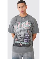 Boohoo - Oversized Overdyed Official Face Graphic T-shirt - Lyst