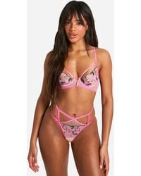 Boohoo - Cherry Embroidered Detail Thong - Lyst