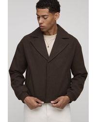 BoohooMAN - Boxy Fit Textured Lapel Bomber Jacket - Lyst