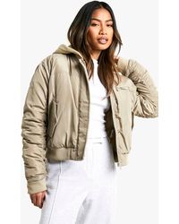 Boohoo - Hooded Bomber Jacket - Lyst