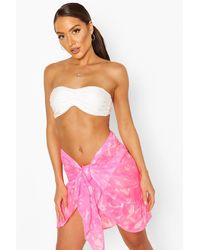 Boohoo Paréo De Plage Noué Tie-Dye Ourlets À Volants - Rose