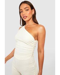 Boohoo - Tall Textured Ruched Detail Crop Top - Lyst