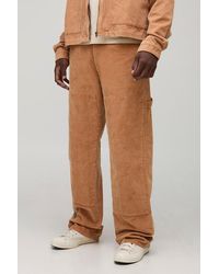 BoohooMAN - Tall Washed Cord Relaxed Fit Carpenter Trousers - Lyst