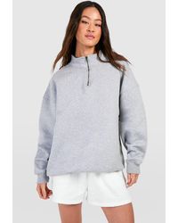Boohoo - Tall Basic Oversized Half Zip Sweatshirt - Lyst