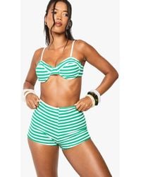 Boohoo - Stripe Towelling Mini Beach Shorts - Lyst