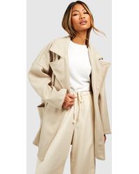Boohoo - Oversized Collar Wool Look Longline Coat - Lyst