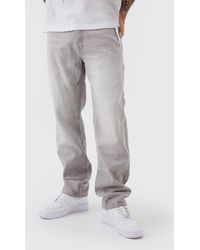BoohooMAN - Straight Rigid Tinted Washed Denim Jeans - Lyst