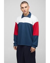 Boohoo - Polo Oversize Man De Rugby Con Colores En Bloque - Lyst