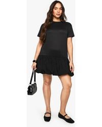 Boohoo - Plus Contrast Puffball Oversized T-Shirt Dress - Lyst