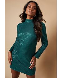Oasis - Sequin Velvet Bow Back Mini Dress - Lyst