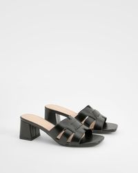 Boohoo - Cut Out Block Heeled Mules - Lyst
