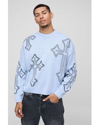 BoohooMAN - Kastiger Oversize Rundhals-Pullover - Lyst