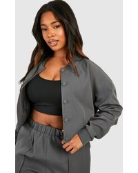 Boohoo - Plus Tailored Relaxed Fit Popper Bomber Jacket - Lyst