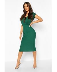 strappy wrap pleated bodycon midi dress