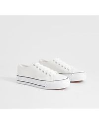 Boohoo - Platform Low Top Lace Up Sneakers - Lyst