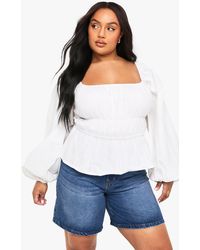 Boohoo - Top Plus De Algodón Con Escote Barco - Lyst