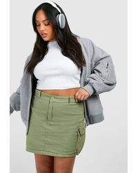 Boohoo - Plus Washed Dropped Cargo Pocket Mini Skirt - Lyst