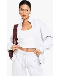 Boohoo - Zip Through High Neck Sweatshirt - Lyst