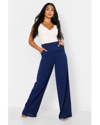 Boohoo Womens Lace Body Insert Jumpsuit - Blue