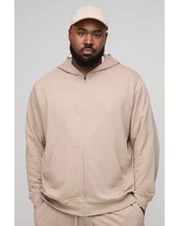 Boohoo - Plus 260Gsm Loopback Regular Fit Basic Zip Through Hoodie - Lyst