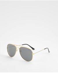Boohoo - Gold Frame Aviator Sunglasses - Lyst