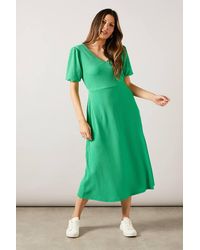 Wallis - Jersey V Neck Midi Tea Dress - Lyst