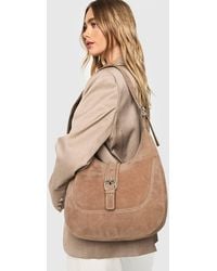 Boohoo - Buckle Detail Slouchy Hobo Bag - Lyst