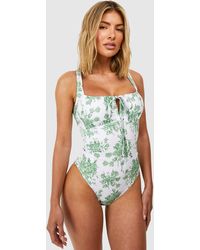 Boohoo - Floral Ruched Detail Bathing Suit - Lyst