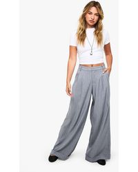Boohoo - Tailored Pinstripe Turn Up Wide Leg Trouser - Lyst