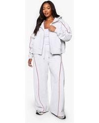 Boohoo - Plus Side Stripe Wide Leg Jogger - Lyst