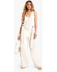 Boohoo - Tailored Wrap Tie Detail Straight Leg Trouser - Lyst