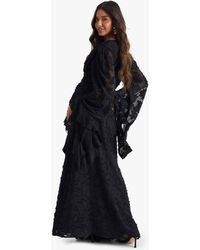 Boohoo Chiffon Flare Sleeve Cut Out Maxi Dress in Red
