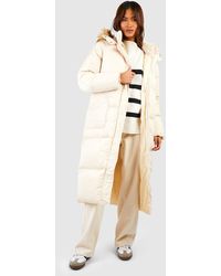 Boohoo - Tall Faux Fur Hood Longline Padded Coat - Lyst