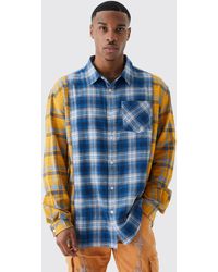 BoohooMAN - Oversized Spliced Checked Shirt - Lyst