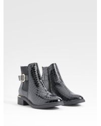 Boohoo - Wide Fit Buckle Detail Patent Ankle Boot - Lyst
