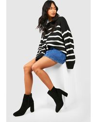 Boohoo - Wide Fit Round Toe Block Heel Faux Suede Ankle Boots - Lyst