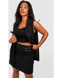 Boohoo - Plus Jersey Knit Buckle Detail Belted Mini Skirt - Lyst