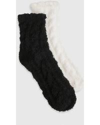 Boohoo - Fluffy Cable Knit Socks 2 Pack - Lyst