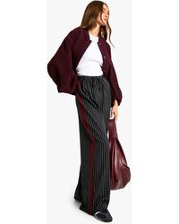 Boohoo - Side Stripe Pinstripe Drawstring Wide Leg Trousers - Lyst