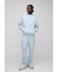 BoohooMAN - Lightweight Basic Regular Fit Over The Head Hoodie And Relaxed Tapered Jogger Set - Lyst