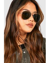 Boohoo - Tinted Frame Gold Aviator Sunglasses - Lyst