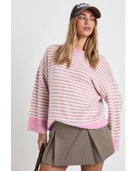 Boohoo - Super Soft Thin Stripe Oversized Knitted Jumper - Lyst