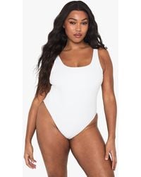 Boohoo - Plus Swimwear Essentials Square Neck Tummy Control Swimsuit - Lyst