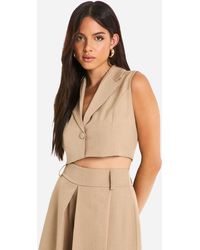 Boohoo - Marl Tailored Cropped Waistcoat - Lyst