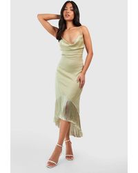 Boohoo - Petite Tassel Detail Tie Back Midi Dress - Lyst