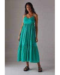 Warehouse - Cotton Dobby Strappy Tie Waist Midi Sundress - Lyst
