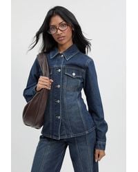 Boohoo - Cinched Waist Seam Detail Jean Jacket - Lyst
