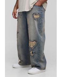 BoohooMAN - Plus Applique Tinted Relaxed Fit Jeans - Lyst