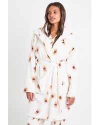 Boohoo - Matching Family Bear Print Fleece Hooded Short Bathrobe/Robe - Lyst