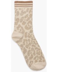 Boohoo Tonal Leopard Print Socks - Natural